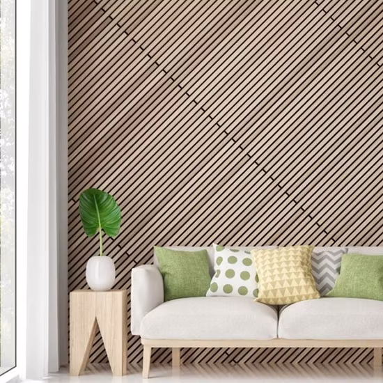 3D Exhibition Soundproofing Wooden Slats Wall Covering MDF Wood Veneer Pet Acoustic Panel